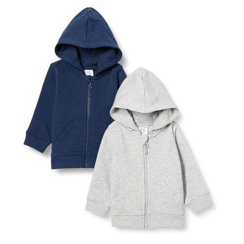 Amazon Essentials Unisex Toddlers and Babies' French Terry Zip-Up Hoodie, Multipacks