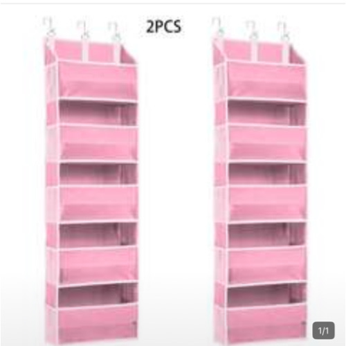 Hanging Behind Door Organizer, Organizer Box, Hanging Closet Storage Organizer, 5 Tier Hanging Behind Door Organizer With 10 Large Capacity Pockets, Anti-Tilt, Suitable For Bedroom, Bathroom, Pantry, New Year Gift, Holiday Gift-Pink (2-Pack)