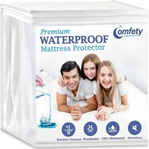 KING size Waterproof Mattress Protector Bamboo Viscose, Ultra Soft Leak-Proof Mattress Cover - Hypoallergenic, Breathable, Crinkle Free & Noiseless