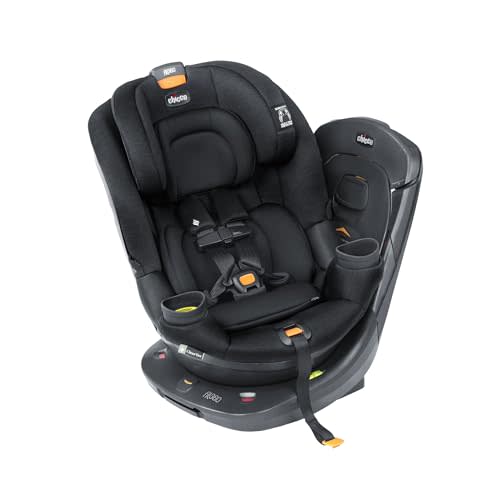 Chicco Fit360 ClearTex Rotating Convertible Car Seat with 360 Degree Rotation for Rear-Facing and Forward-Facing Usage, LeverLock Self-Tensioning Lock System | Black/Black