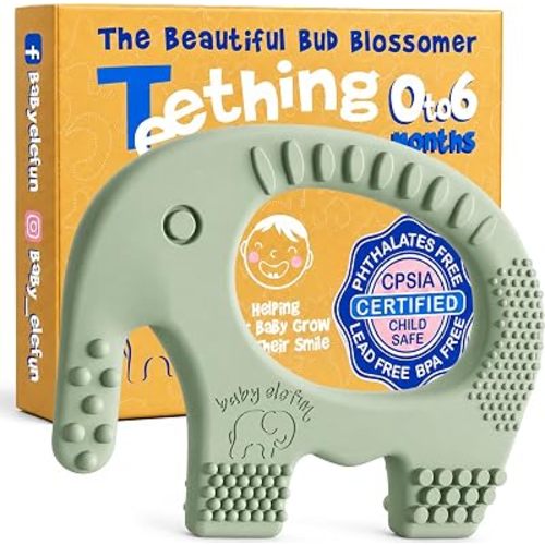 Baby Teething Toys 5X Pain Relief Zero Delay 0-6 Months, Olive