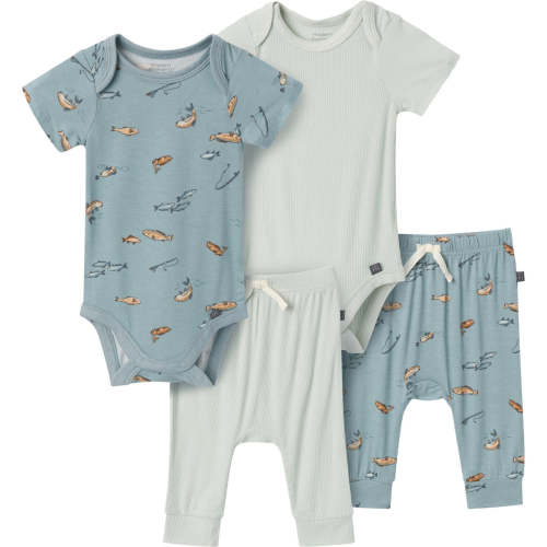4-Piece Baby Boys Teal Fishing Bodysuits and Pants Viscose Set – Gerber Childrenswear