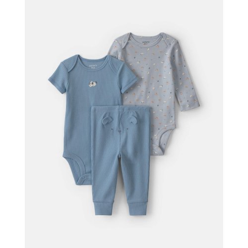 Baby Boy 3-Piece Dog Bodysuit & Pant Set - Blue/Grey | Carter's