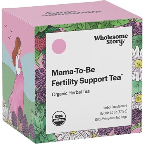 Organic Fertility Tea for Women w Red Raspberry Leaf, Cinnamon Bark, Spearmint & Nettle Leaf, Chamomile & Red Clover | 15 Pyramid Sachet