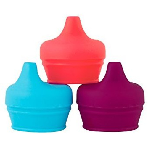 Boon Snug Silicone Sippy Lids Pink/Purple/Blue