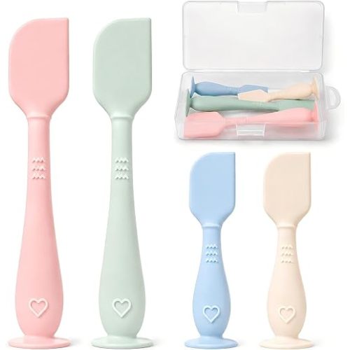 4-Pack Diaper Cream Spatula with Travel Case, Soft Baby Butt Spatula