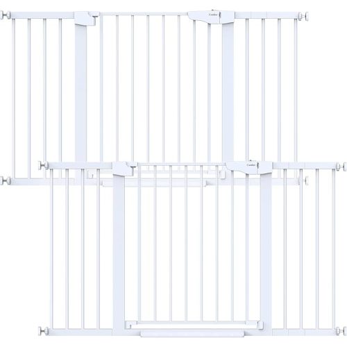 Cumbor 2 Pack 29.7-54.2" Baby Gate for Stairs, Mom's Choice Awards Winner-Auto Close Dog Gate for Doorways, Easy Install Pressure Mounted Pet Gate Indoor, Wide Safety Gate for Dog, White