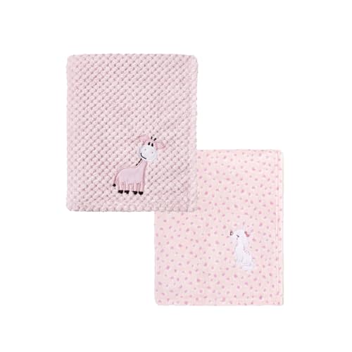 CREVENT 2Pcs 30''X40'' Cute Cozy Fluffy Warm Baby Blankets for Infants Toddlers' Bedding Crib Cot Stroller - Giraffe + Cat