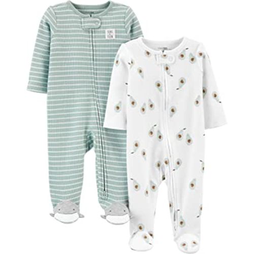 Simple Joys by Carter's unisex-baby 2-way Zip Thermal Footed Sleep and Play, Pack of 2