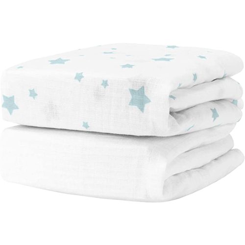 Newton Baby Fitted Crib Sheet (2-Pack) - Ultra Breathable and Soft, Organic Cotton, Fits All Standard Cribs, White Stardust