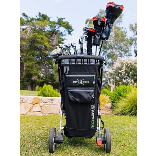 Golf Bag for Baby Stroller, Fits a Full Set of Clubs, Attaches to Most Strollers, Accessory Pockets for Balls, Tee's, Gloves and More.