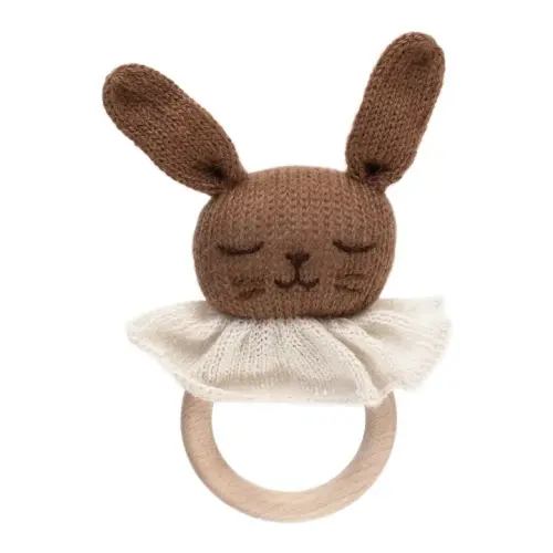 Main Sauvage - Wooden Rabbit Rattle - Hazel | Smallable