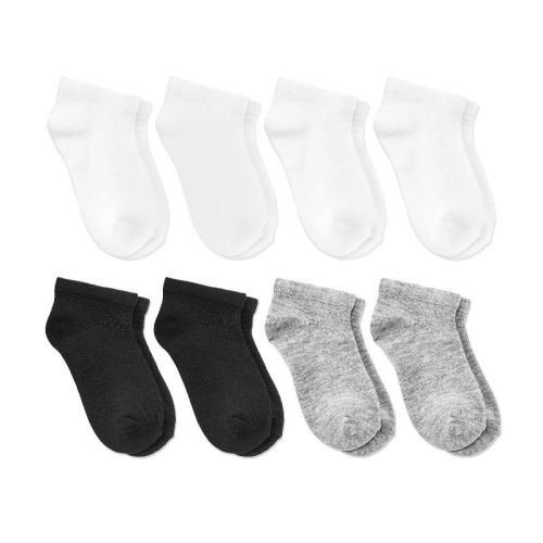 Baby 8pk Low Cut Socks - Dealworthy™ 12-24M White/Gray/Black: Knit Lightweight Banded Cuff