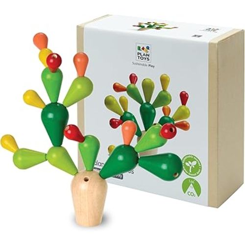PlanToys® Balancing Cactus | Montessori Wooden Toy for Toddlers | STEM Game for Fine Motor Skills, Logic & Coordination | Eco-Friendly Educational Toy for Kids Ages 3+