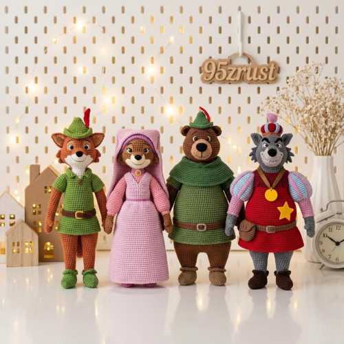 Robin Hood Crochet Doll, Disney Inspired Fox Amigurumi, Robin Hood Characters Doll Plush, Kids Birthday Toys, Fox Archer Doll