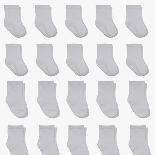 Little Me 20-Pack Newborn Baby Infant & Toddler Unisex Socks, 0-12/12-24 Months, Assorted Size Pack, White