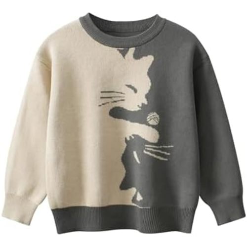 Toddler Baby Boy Knit Sweater Pullover Cotton Cartoon Sweatshirt
