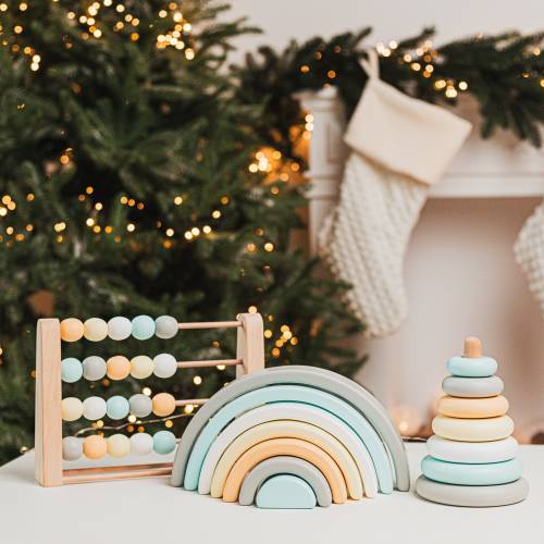 Montessori Stacking Rainbow Toy Personalized Gifts For Toddlers Wooden Toys 1 Year Old First Birthday Boy Gift Christmas Gift For Nephew