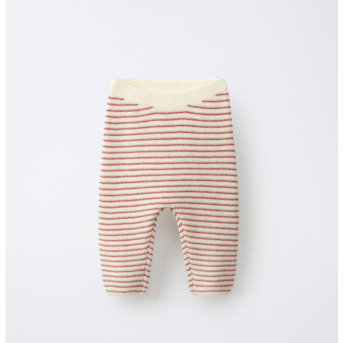 Striped Knit Pants - Ecru / Red | Zara | Size 1-3 Months