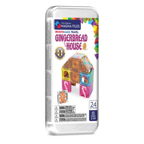 The Original MAGNA-TILES® microMAGS Gingerbread House Travel 24-Piece Magnetic Construction Set