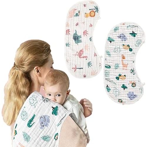Muslin Baby Burp Cloths - 2 Pack 70% Viscose from Bamboo and 30% Cotton Large 22'' by 12'' Absorbent Milk Spit Up Rags - Burping Cloths for Newborn, Girls Boys
