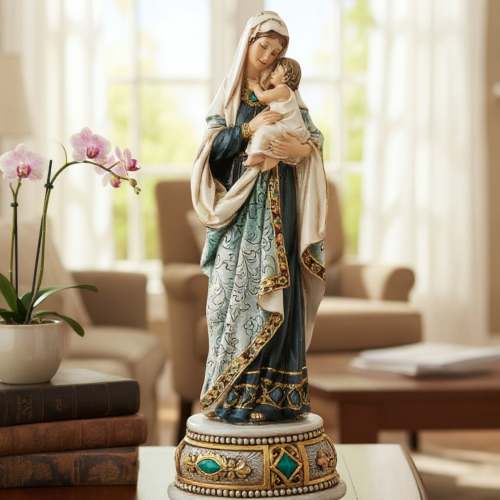 Adoring Madonna & Child Musical Figurine - 8.5"