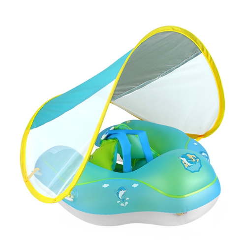 SwFoer Baby Pool Float with Canopy Baby Float Infant Swimming Pool Float Sun Protection Skin-Friendly, Blue