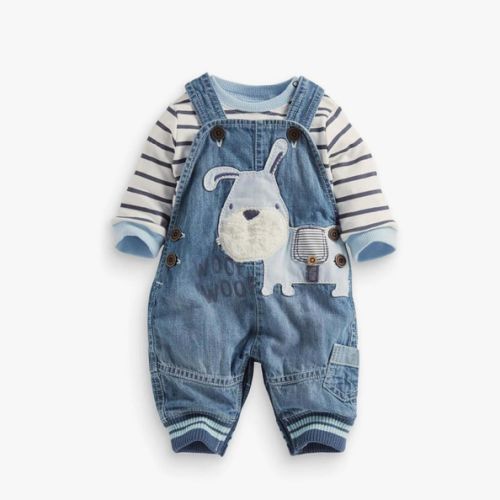 Cute Baby Boy Clothes Suit Toddler Boys' Striped long Sleeve T-Shirt+Denim Overalls Jumpsuit Pants Outfits Sets