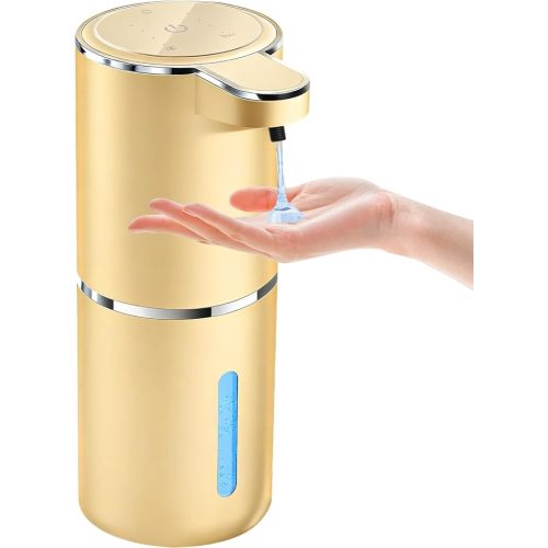 Automatic Foaming Soap Dispenser - Hand Free Pump Touchless Soap Dispenser USB Rechargeable Dispenser with 380ml, 4levels Adjustable Dispenser for Bathroom Kitchen
