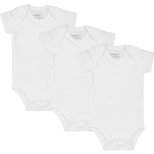 123 Bear Baby 3-Pack Soft Cotton Spandex bodysuits - White Short-sleeve - 3-6 Months