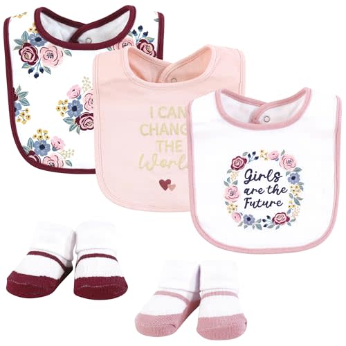 Hudson Baby Unisex BabyCotton Bib and Sock Set