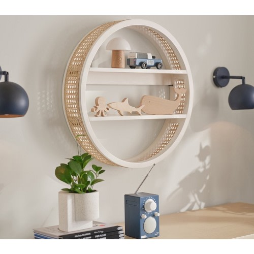Caned Round Tiered Shelf (24")
