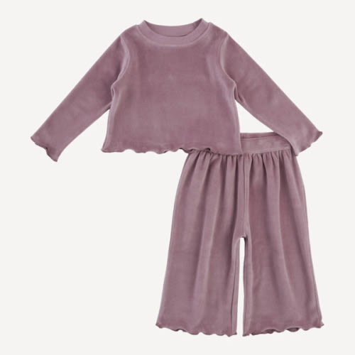 long sleeve jade set | woodrose | organic cotton velour