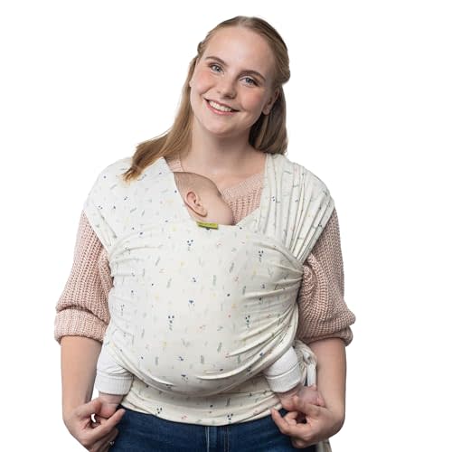Boba Baby Wrap Carrier Newborn to Toddler - Stretchy Baby Wraps Carrier - Baby Sling - Hands-Free Baby Carrier Wrap - Baby Carrier Sling - Baby Carrier Newborn to Toddler 7-35 lbs (Serenity Achillea)