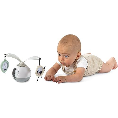Tiny Love Black & White Decor Collection 2-in-1 Tummy Time Mobile Entertainer - Engaging & Portable Baby Gym with Music, Lights, and Peek-a-Boo Fun, Nursery Mobile, Take Along Mobile