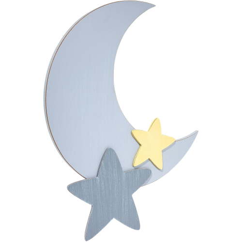 Little Love by NoJo Separates Collection - 16” Weathered Grey Star and Moon Shaped Wall Art, Nursery, Bedroom or Playroom Décor