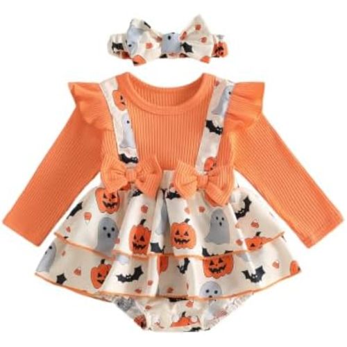 Newborn Baby Girl Halloween Thanksgiving Outfit Romper Dress Fall Clothes