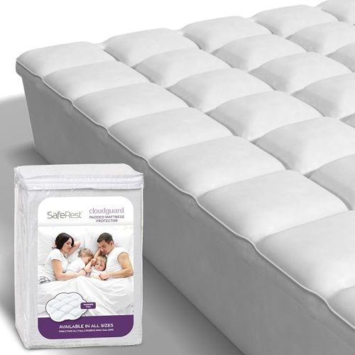 SafeRest Waterproof Crib Size Mattress Protector - Fitted with Stretchable Pockets - Machine Washable Cotton Blend Mattress Cover for Bed