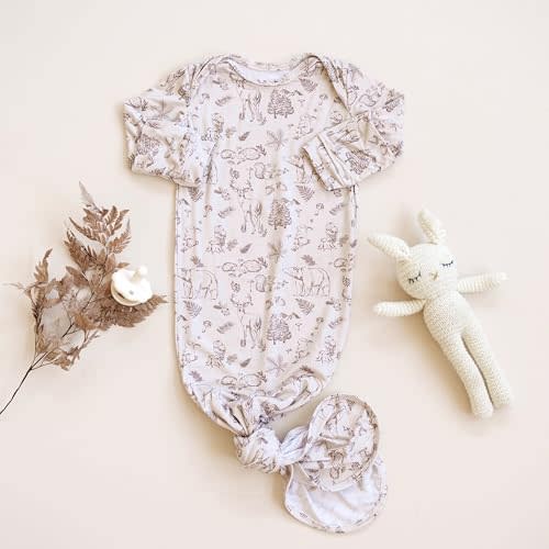 Sorrel + Fern Baby Gown – Super Soft Knotted Gown for Baby, Magic Forest