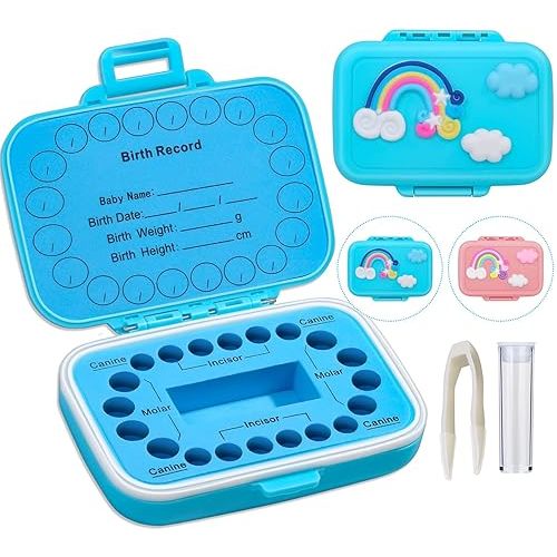 Tooth Holders for Kids Keepsake, Baby Teeth Keepsake Box, Tooth Saver, Tooth Container for Lost Teeth, Teeth Storage Holder for Tooth Fairy (Blue)