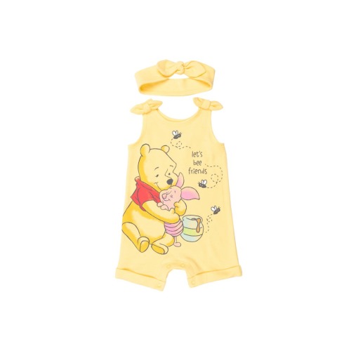 Winnie the Pooh Baby Girls' 2-Piece Sleeveless Romper and Headband Set, 12M