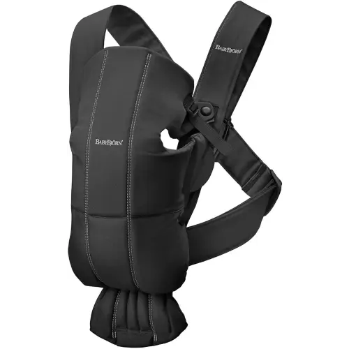 BabyBjörn Baby Carrier Mini, Black, Woven | Newborn Carrier (7-25 lbs), Ergonomic, Easy-to-Use