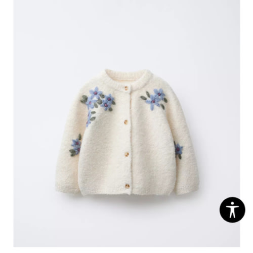 BOUCLÉ FLORAL CARDIGAN - Ecru | ZARA United States