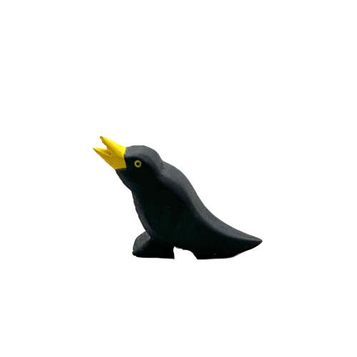 Handcrafted Open Ended Wooden Toy Bird - Blackbird