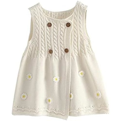 Mud Kingdom Little Girl Jumper Dress Sweater with Daisy Flowers