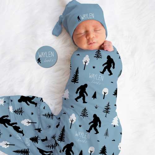Personalized Bigfoot Baby Blanket, Custom Sasquatch Swaddle
