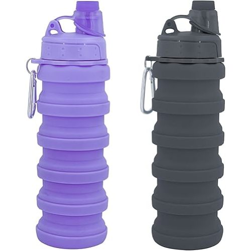 Collapsible Water Bottles Travel water bottle Sports Portable Sport Water Bottle Reusable Water Bottles comes with mountaineering Buckle 500ml silicone Water-proof camping water bottle