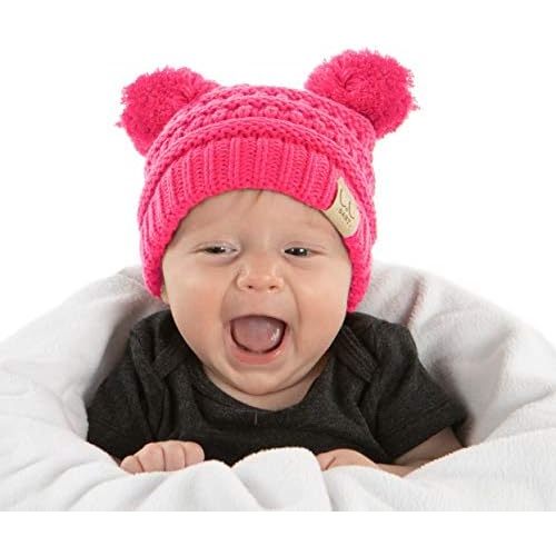 Funky Junque Baby Beanie Hat - Soft Knit Winter Cap with Double Pom Pom - Easter Pastels, Classic Solids, Value Packs