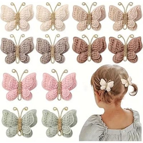12 Pcs Baby Girl Butterfly Clips Hair Accessories, Hair Bow Clips Barrettes for Infants Toddlers Baby Kids Fine Hair