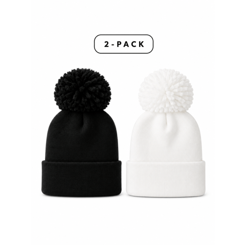 2-Pack Baby's First Hat®, Black/Warm White Pom – SpearmintLOVE